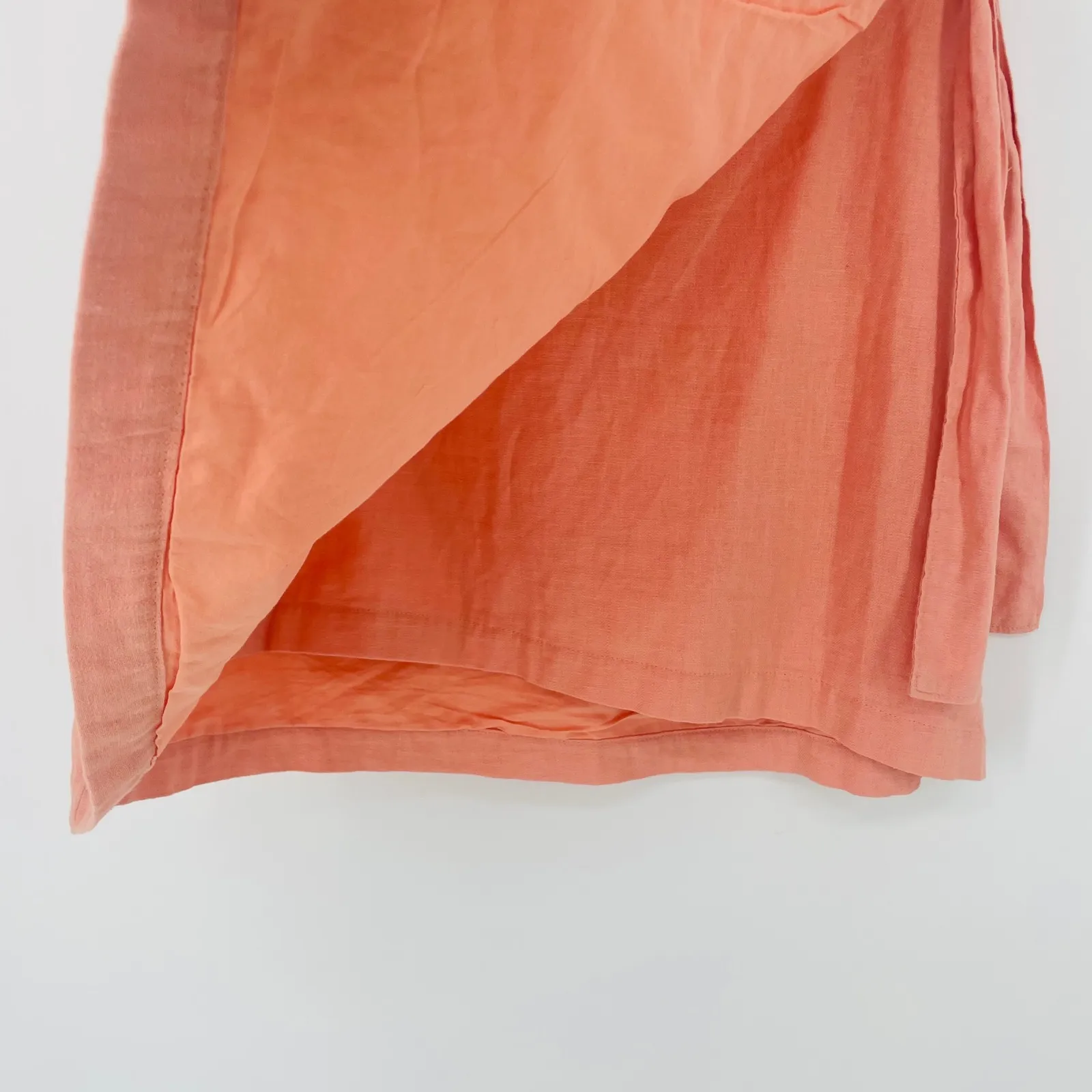Abercrombie  & Fitch Coral Pink Linen Blend Wrap Skirt Size Small Preppy - Image 3