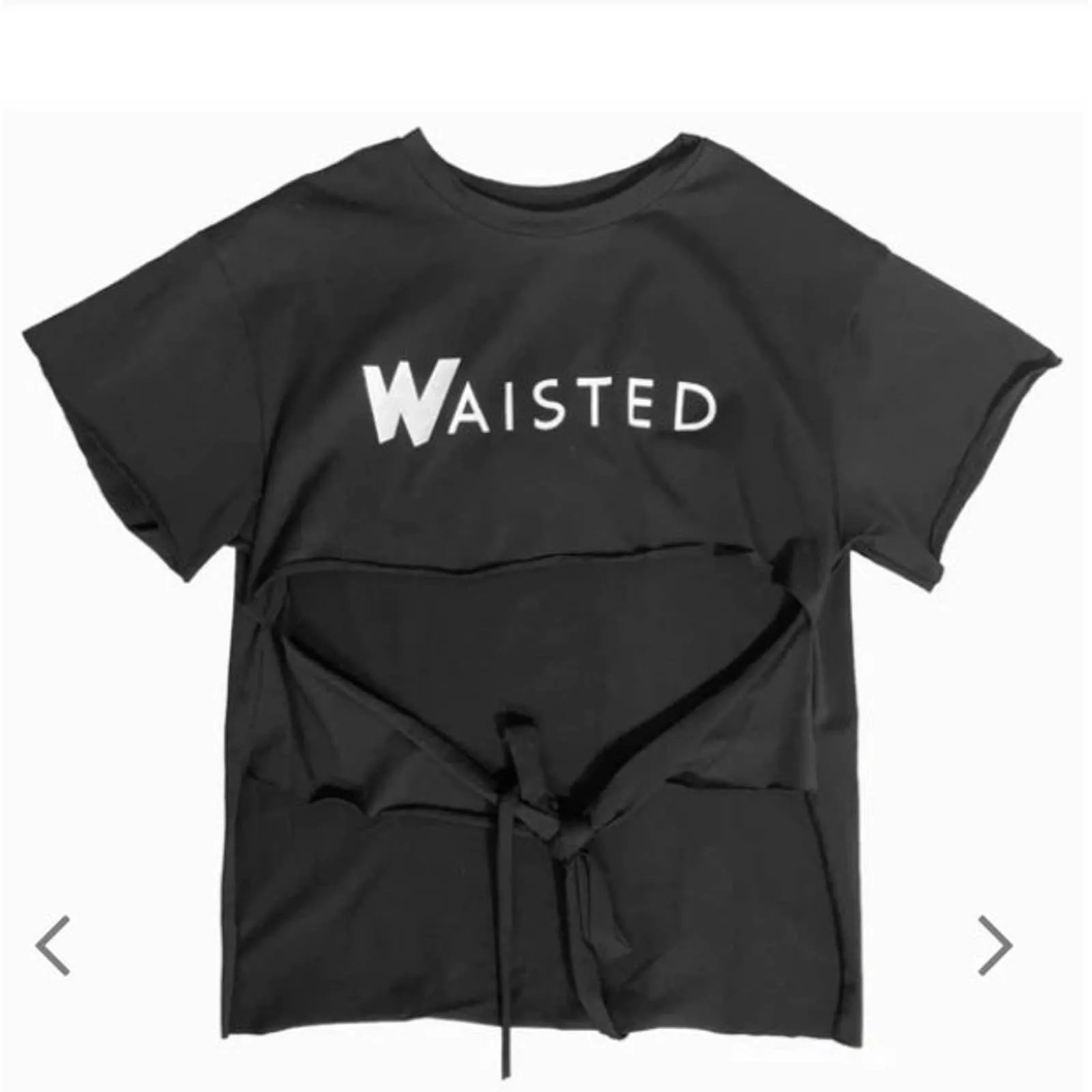 NWT WAISTED CUT OUT TIE TEE Size M Black Size M - Image 3