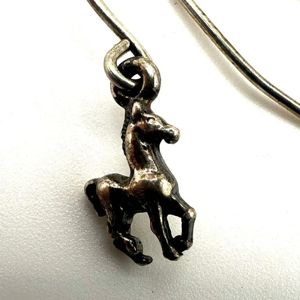 Sterling silver small horse drop earrings - Image 3