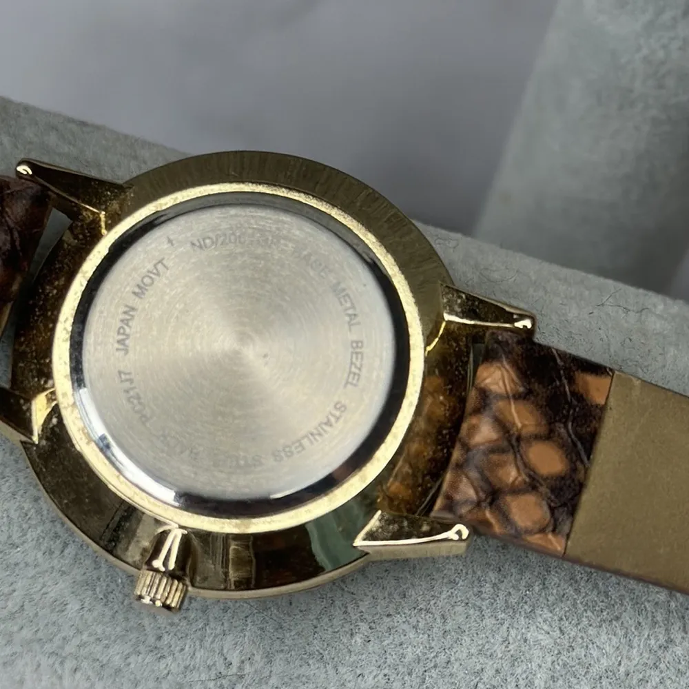 Vegan Leather Snakeskin Women’s Wristwatch Brown - Image 4