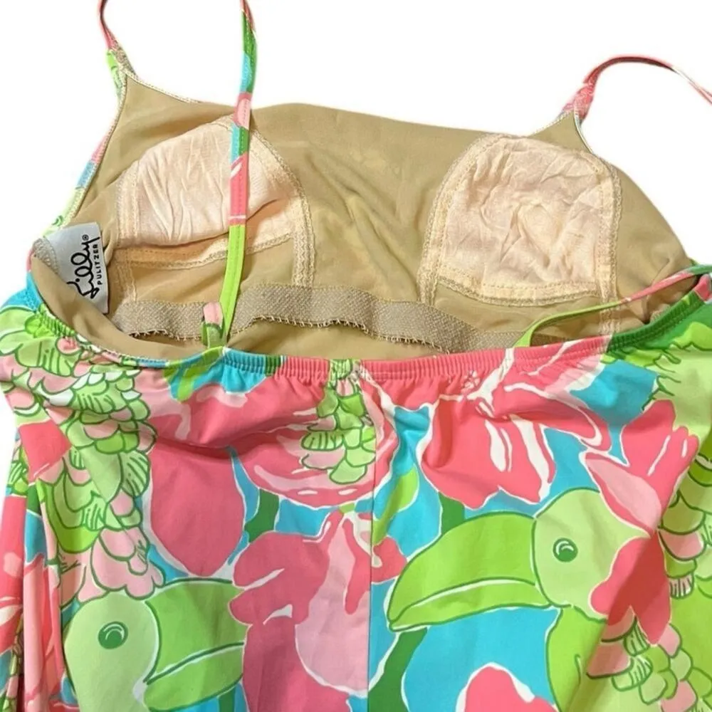 Lilly Pulitzer One-Piece Parrot Pattern Pink & Green Swimsuit Size 8  Vintage - Image 7