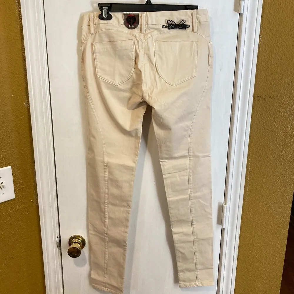 LeRock women's size 29 silver plated accessory skinny apple fit soft chino 31x32 Tan - Image 7