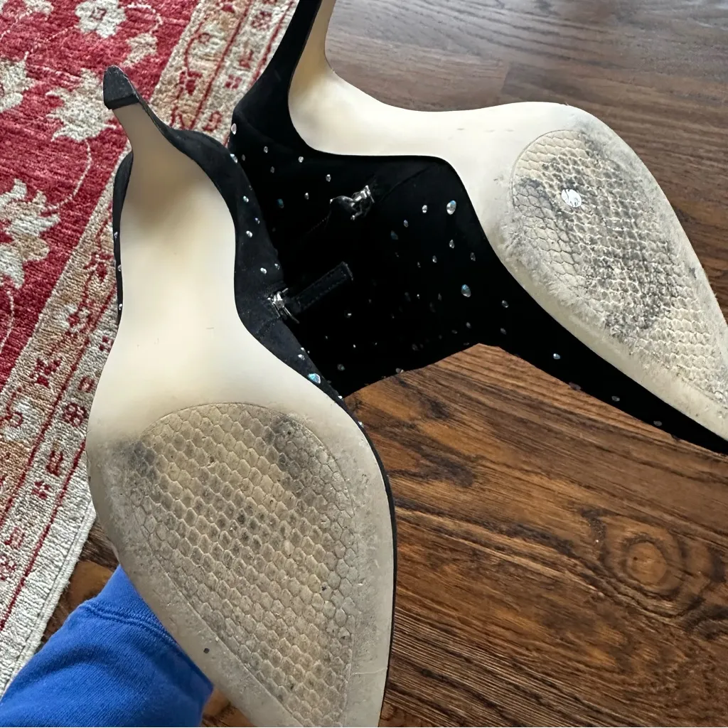 Leith Macee black rhinestone Elegant Studded Ankle Booties Size 8 - Image 5