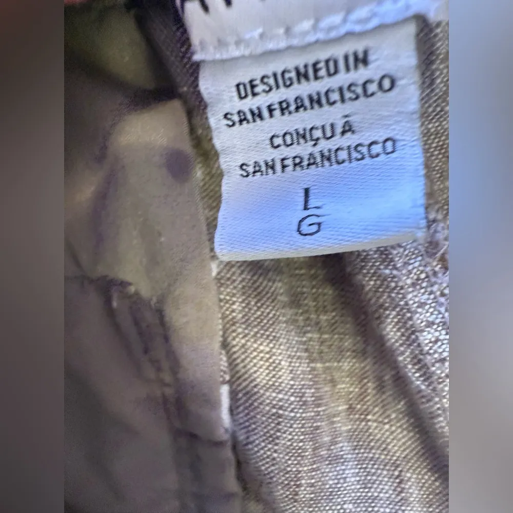 Athleta tall gray pants linen elastic waist and  foot 4 pockets tie size L - Image 4