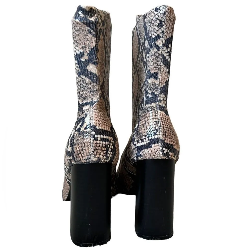 Public Desire Snakeskin Print Heeled Sock Booties - Image 13