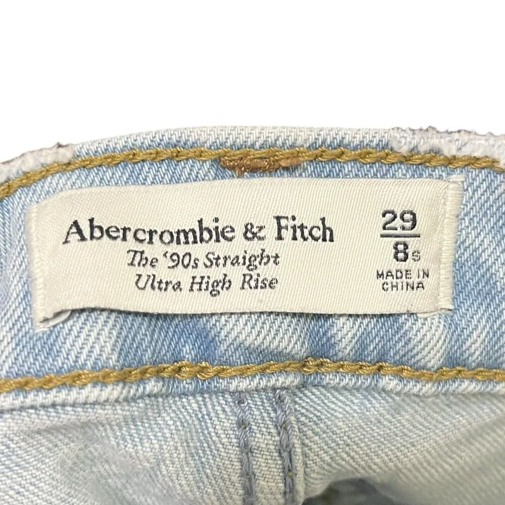 Abercrombie & Fitch Ultra High Rise 90s Straight Jean Light With Vent Hem 29 S - Image 9