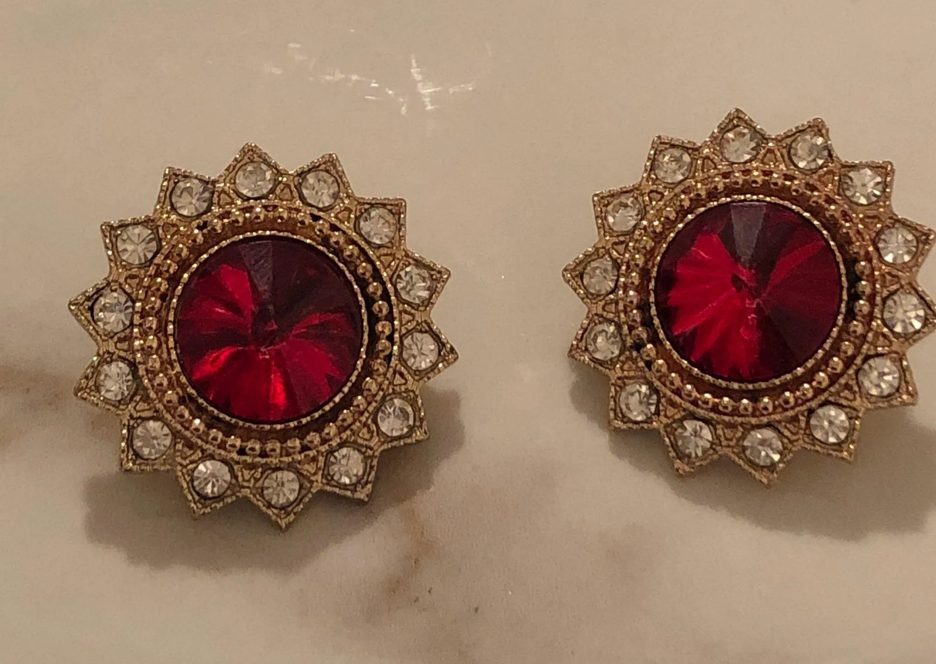 Red Retro Stud Earrings  - Image 2