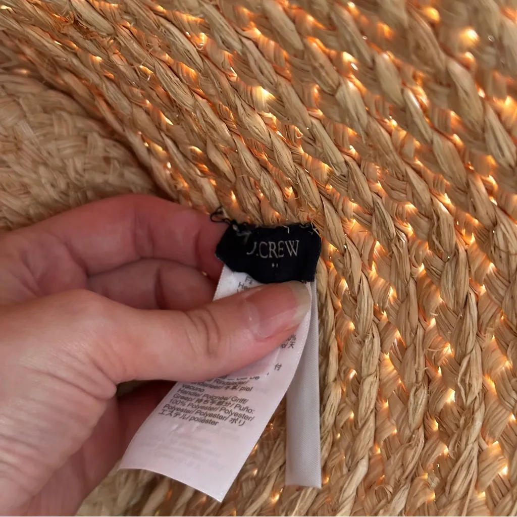 J. Crew Raffia Straw Structured Tote Bag, Antique Navy - Image 9