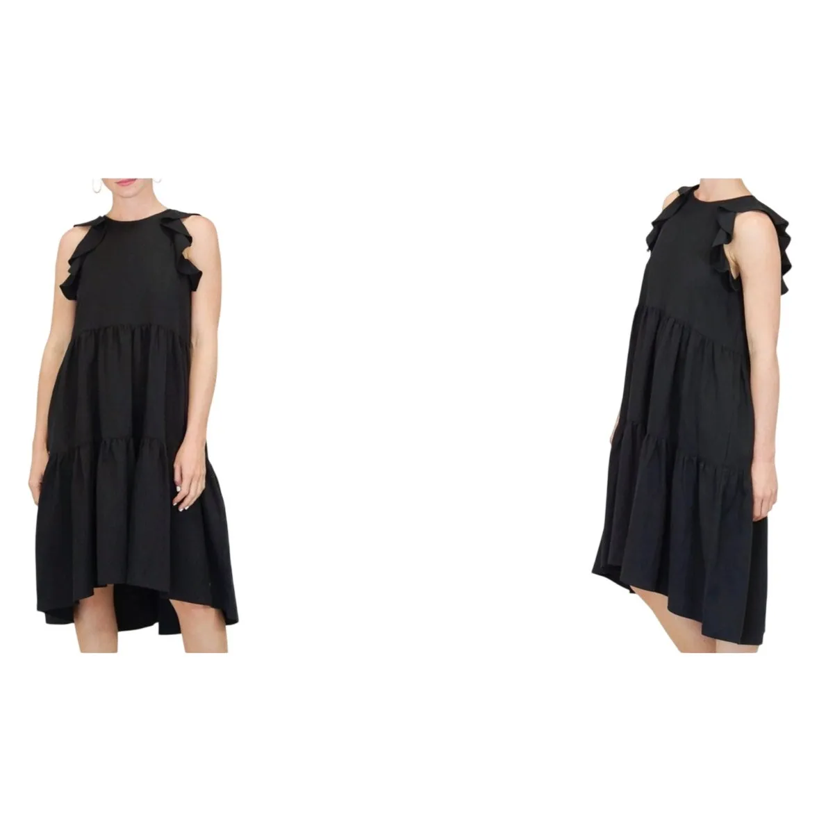 Ulla Johnson Sienna Midi Dress, Size 0, Jet Black Tiered Skirt Cascade Ruffles - Image 2