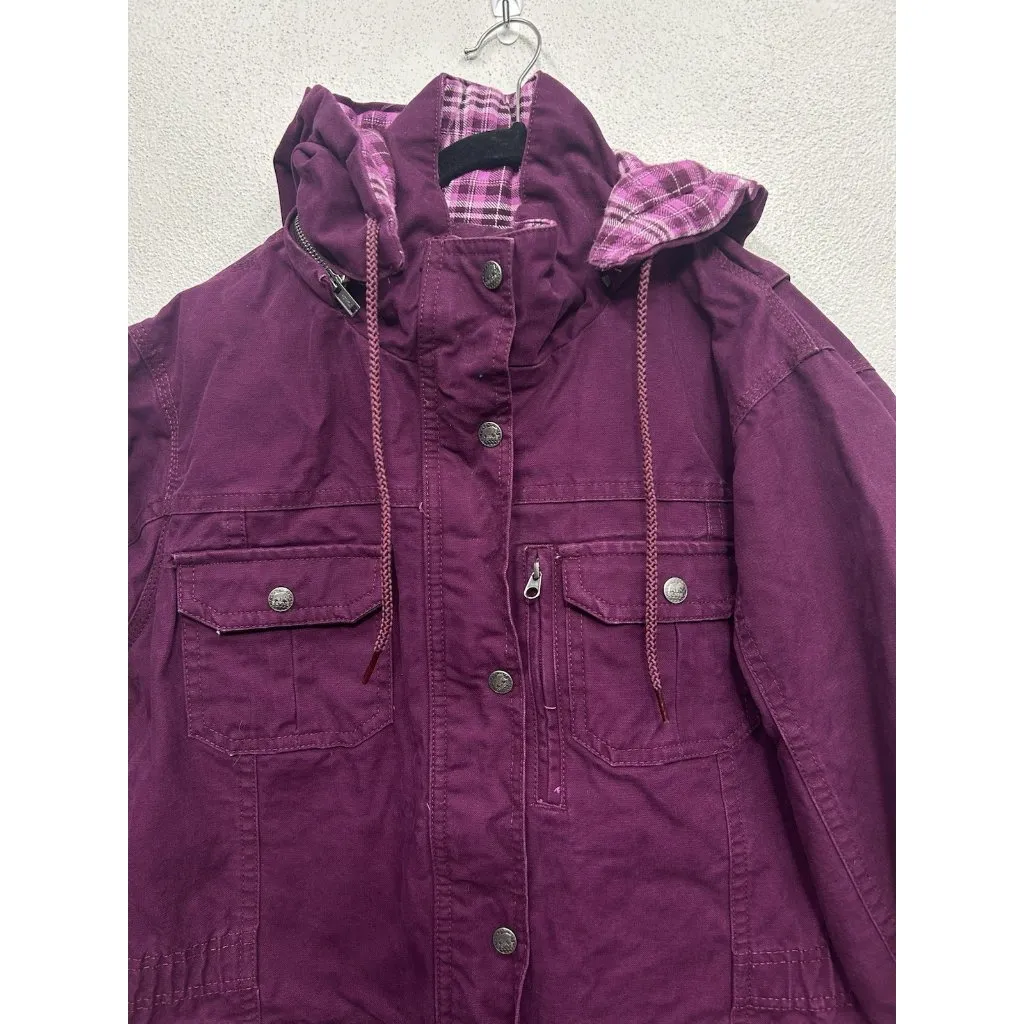 BERNE Softstone Duck Barn Coat Jacket Women's Size XL Flannel Lined Canvas Chore Purple - Image 4