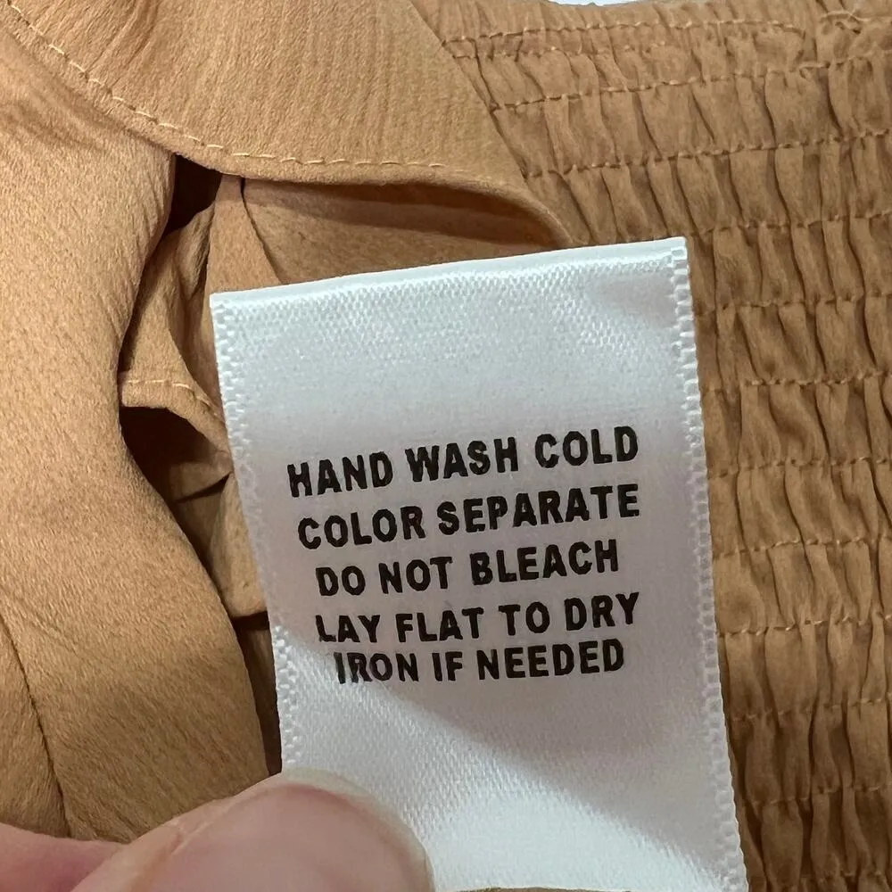 Le Lis Long Sleeve Ruffle Crop Top Tan Size Large - Image 9