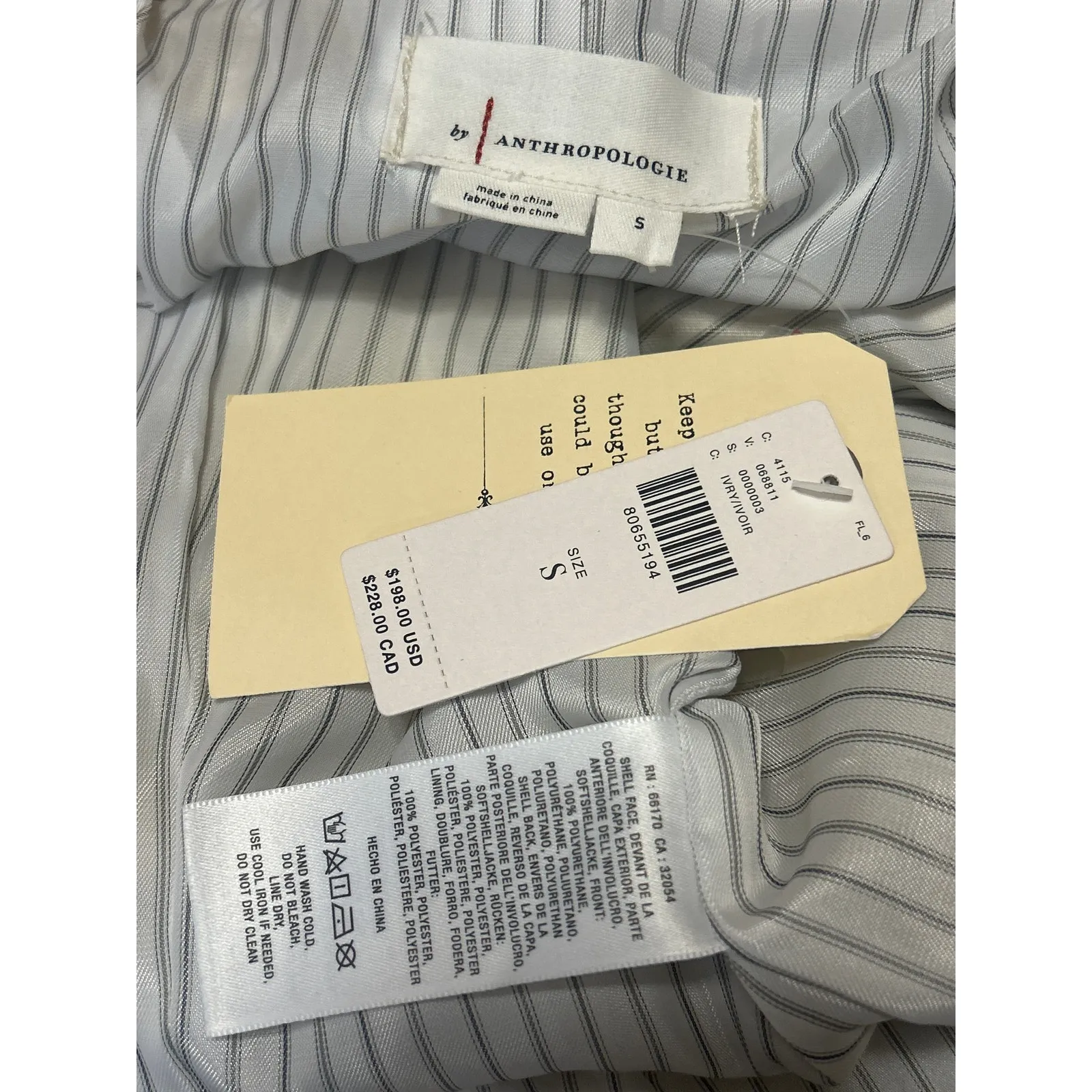 NEW Anthropologie Nico Cream White Faux Leather Double Breasted Blazer Jacket S - Image 4