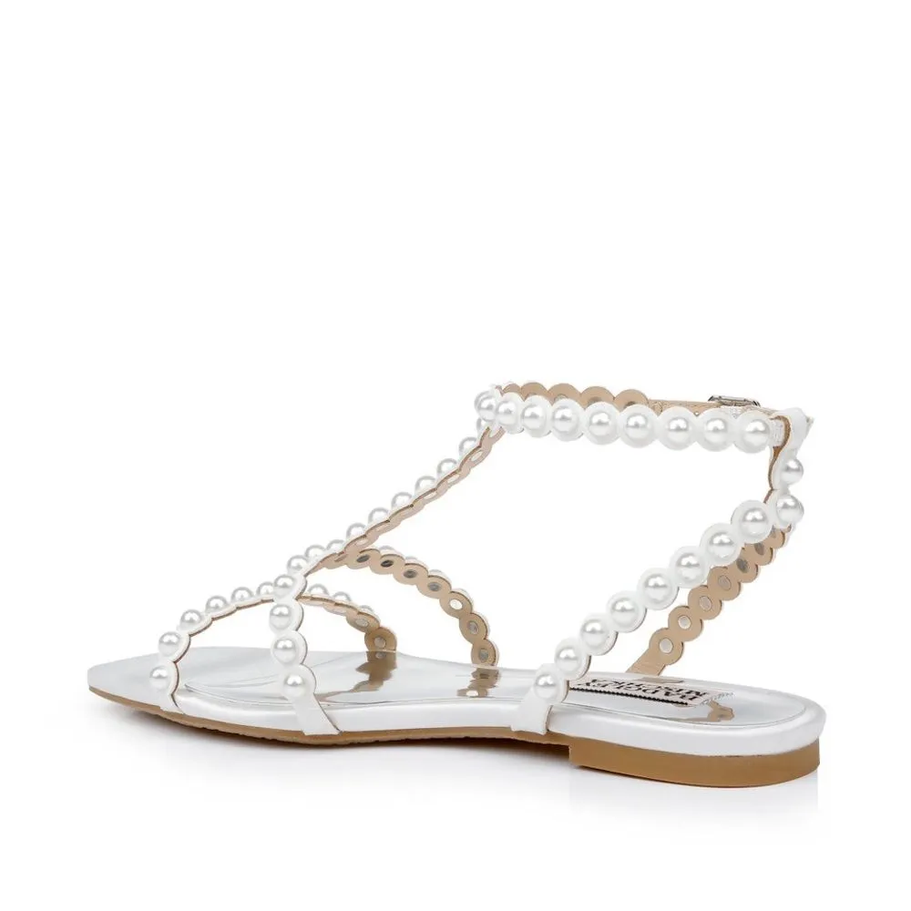 Badgley Mischka Cami Pearled Gladiator Flat Sandal - Image 12