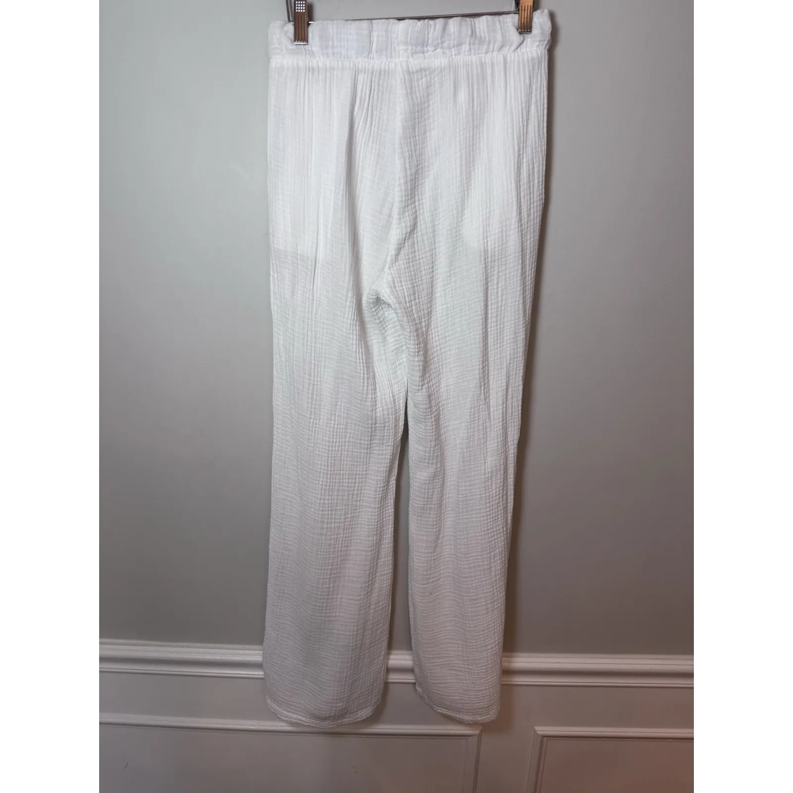 Sol Los Angeles Cotton Crepe Wide Leg Pants White XS - Image 3