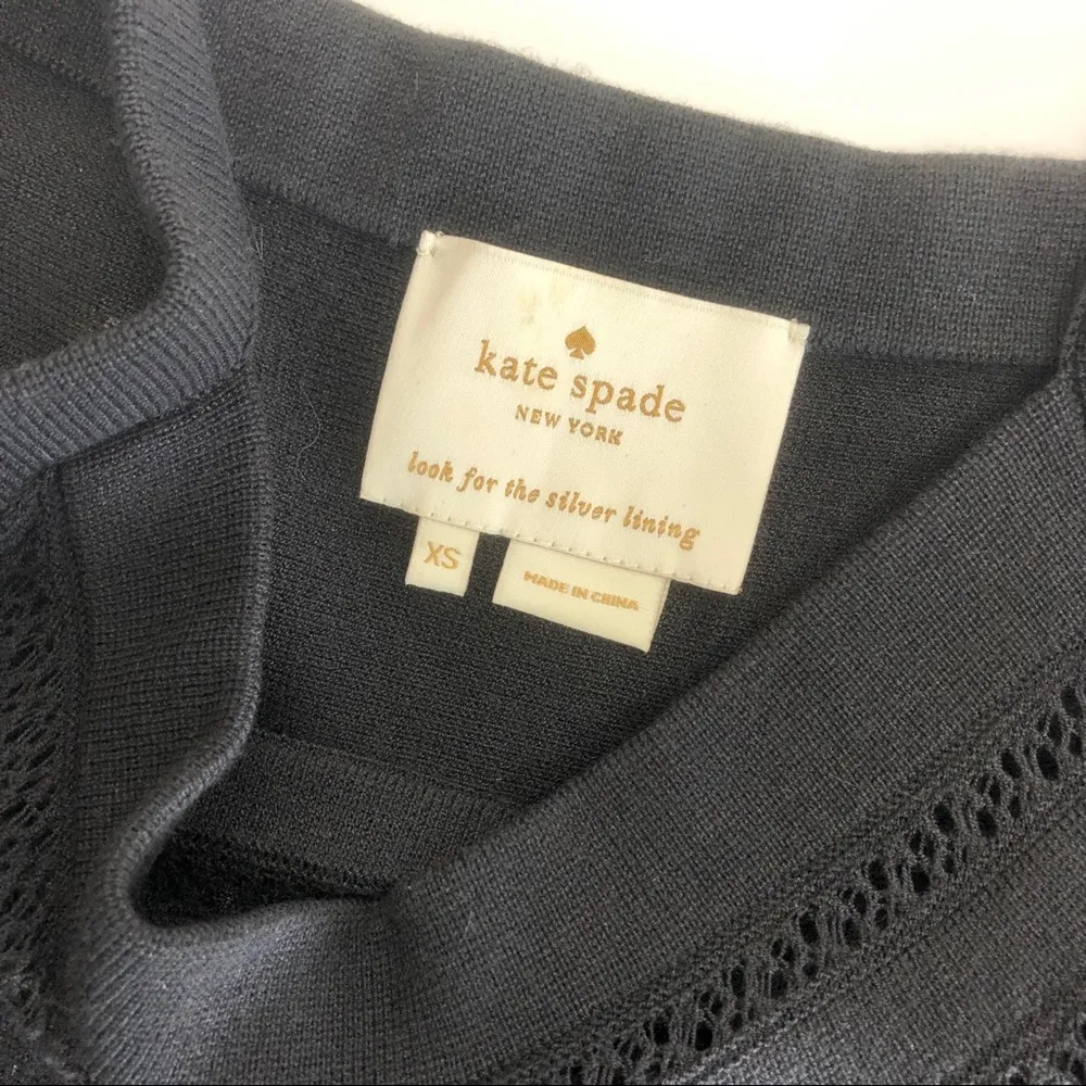 Kate Spade Open Cable Knit Sweater Dress: Black - Image 9