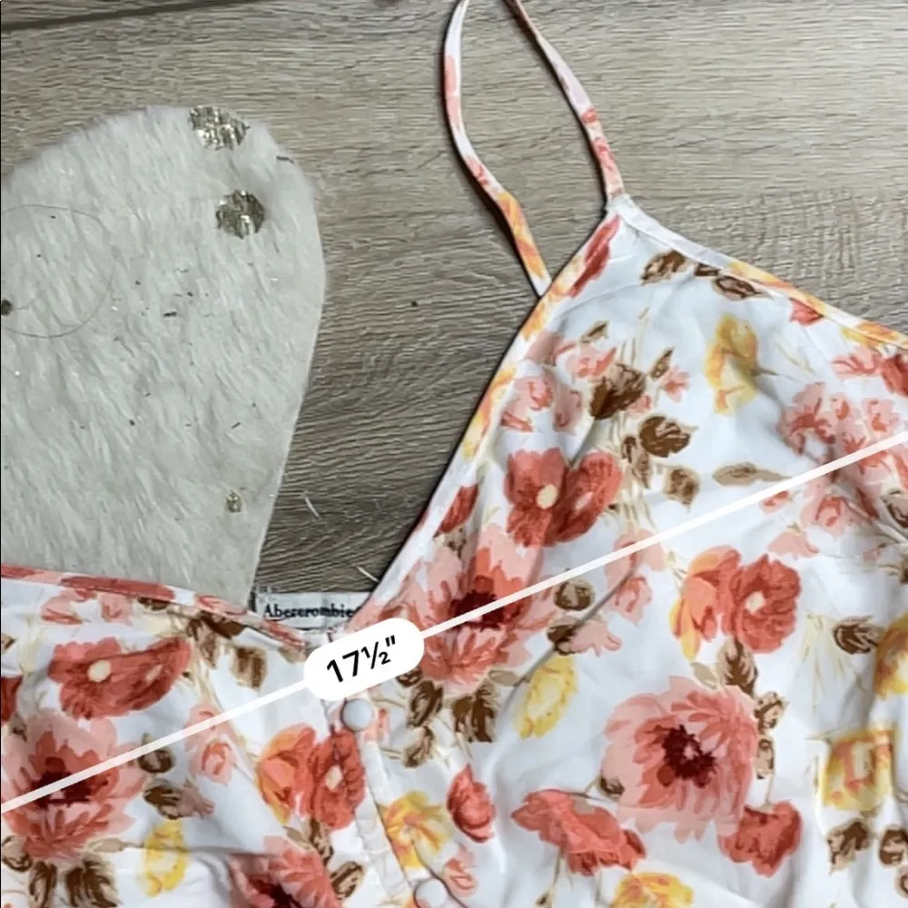 Abercrombie orange floral crop tank top - Image 3