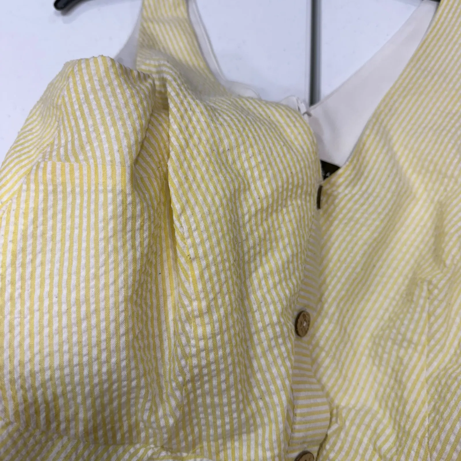 Slate & Willow Seersucker V-Neck yellow fit and flare Dress Size 8 - Image 7