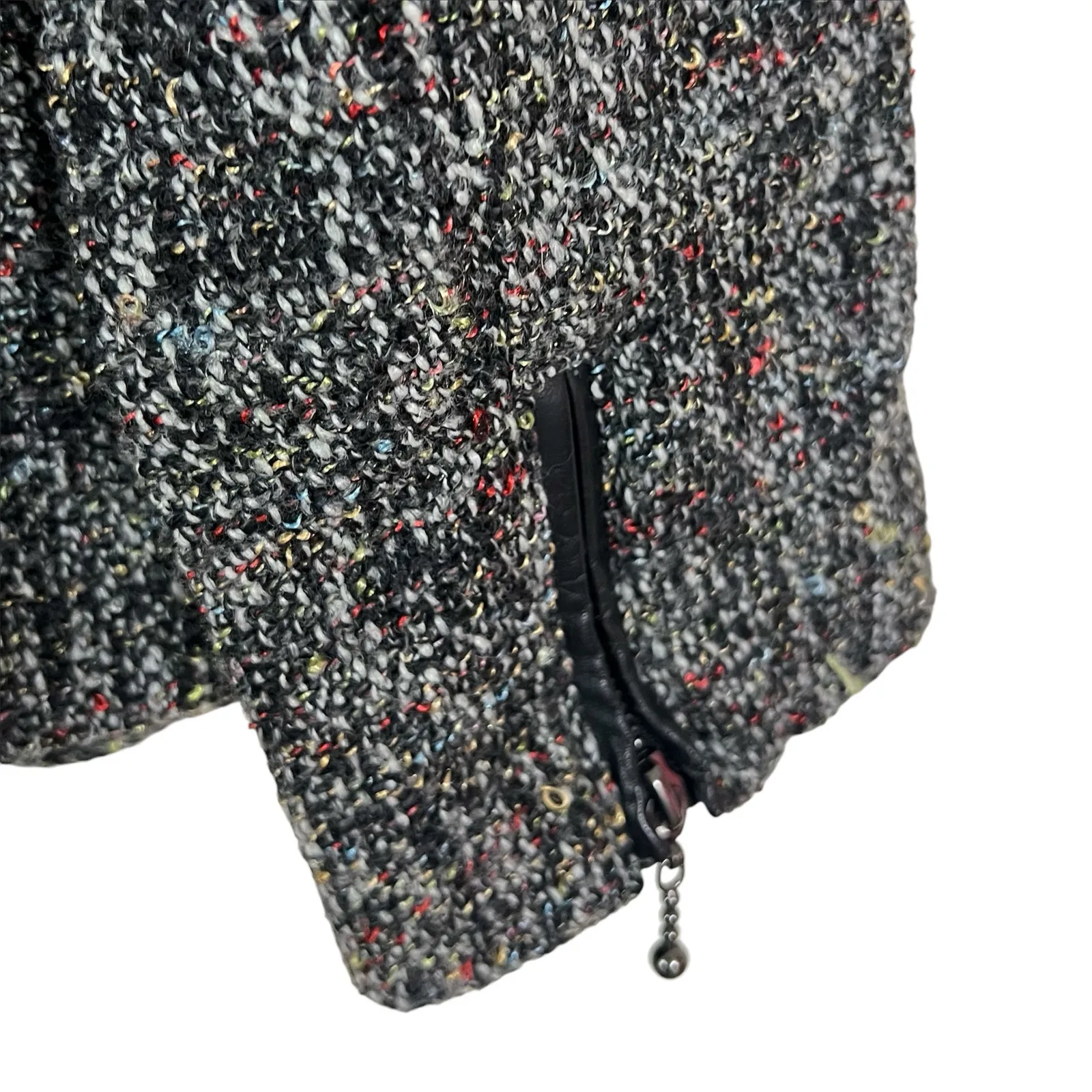 NWT Sanctuary Black Marled Knit Zip Front Cropped Blazer Jacket Size Large - Image 5