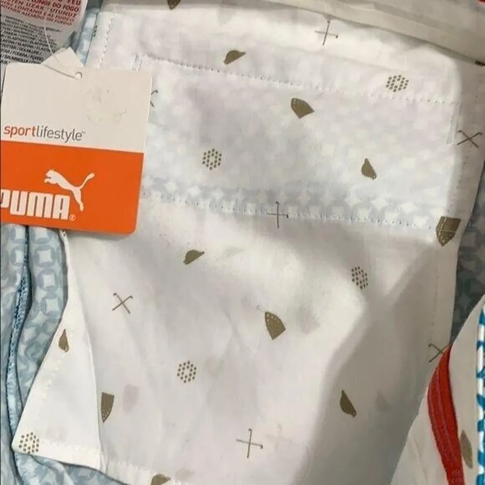 Puma Womens Bermuda Golf Shorts Turkish Tile Print Sporty Teal White Medium - Image 10