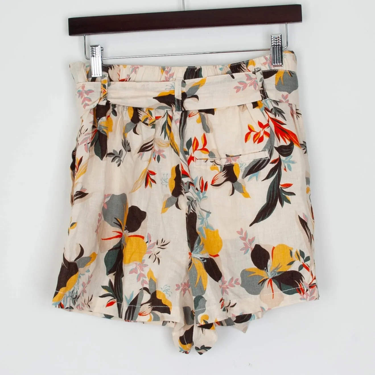 Cynthia Rowley Womens Floral Print Linen Blend High Waist Paperbag Shorts Size S - Image 5