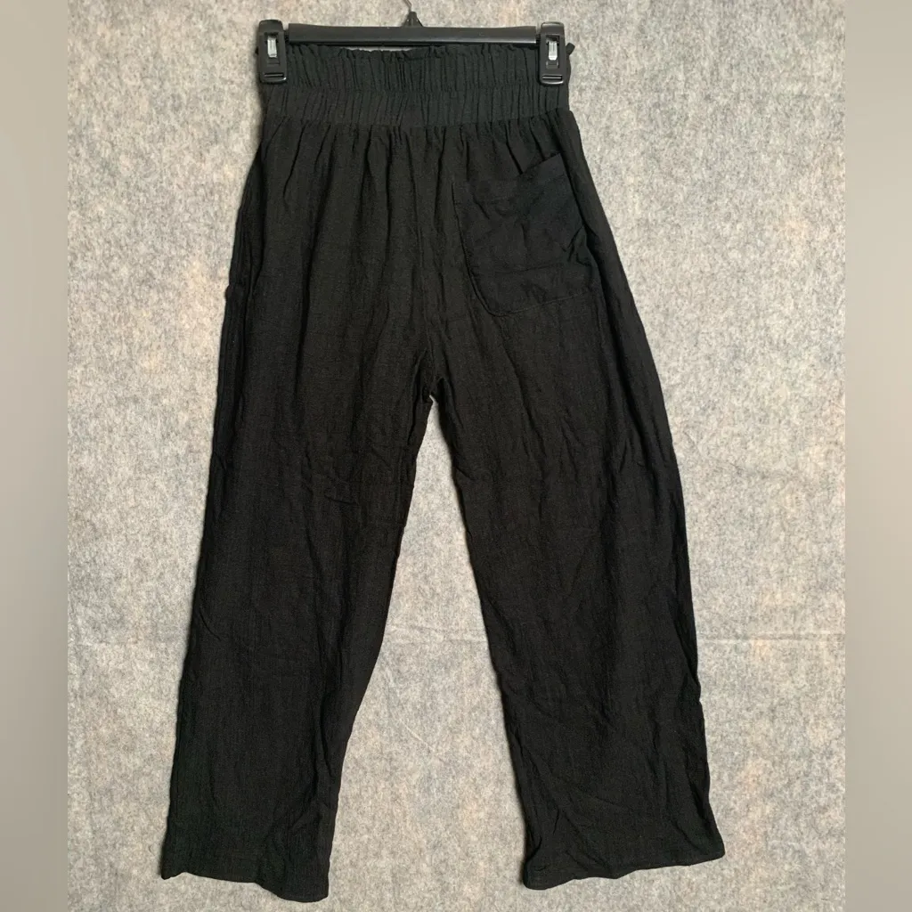 Stillwater Women Size XS Take Me Higher Wide Leg Black Linen Blend Black Pants‎ - Image 6