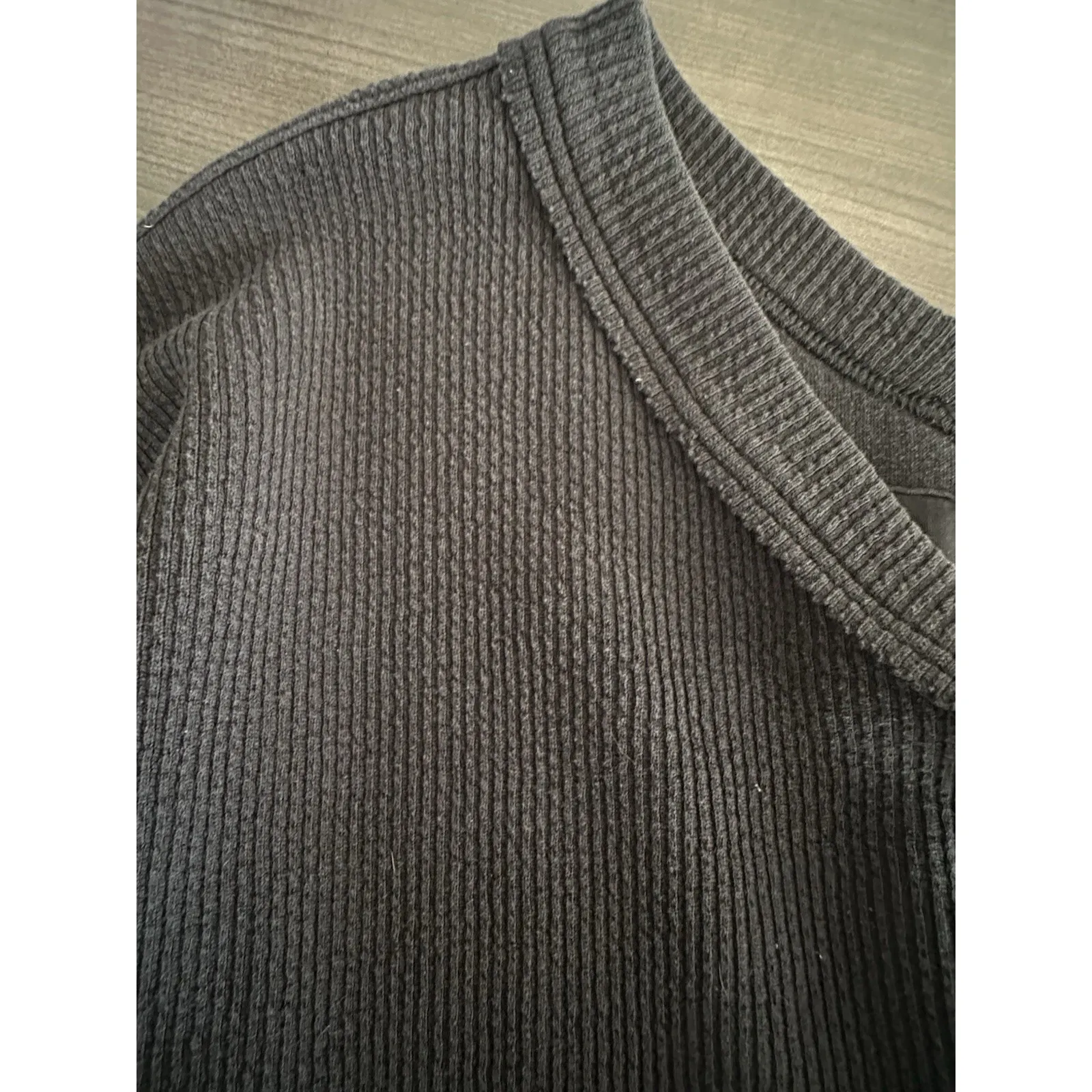 Aerie Oversized Wonder Waffle Knit Pullover Womens Medium Black Cozy Lounge - Image 5