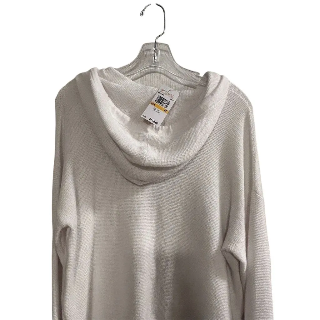 Michael Kors Women's White Ribbed Hoodie Sweater Size M Pullover - Image 9