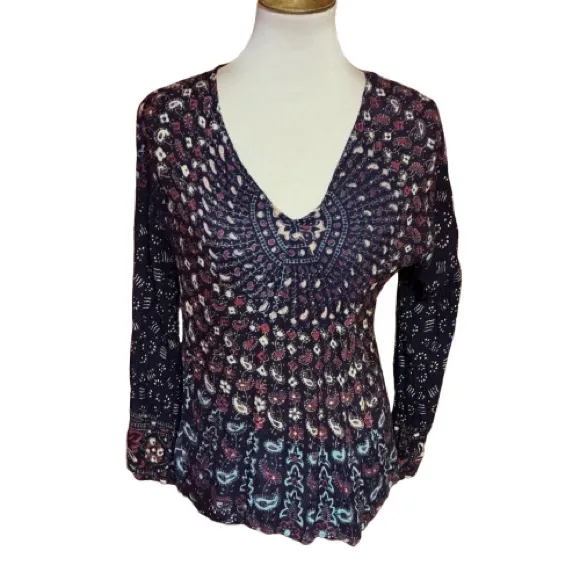 Vtg Hippie chic ethnic bell sleeve blouse Size XL - Image 2