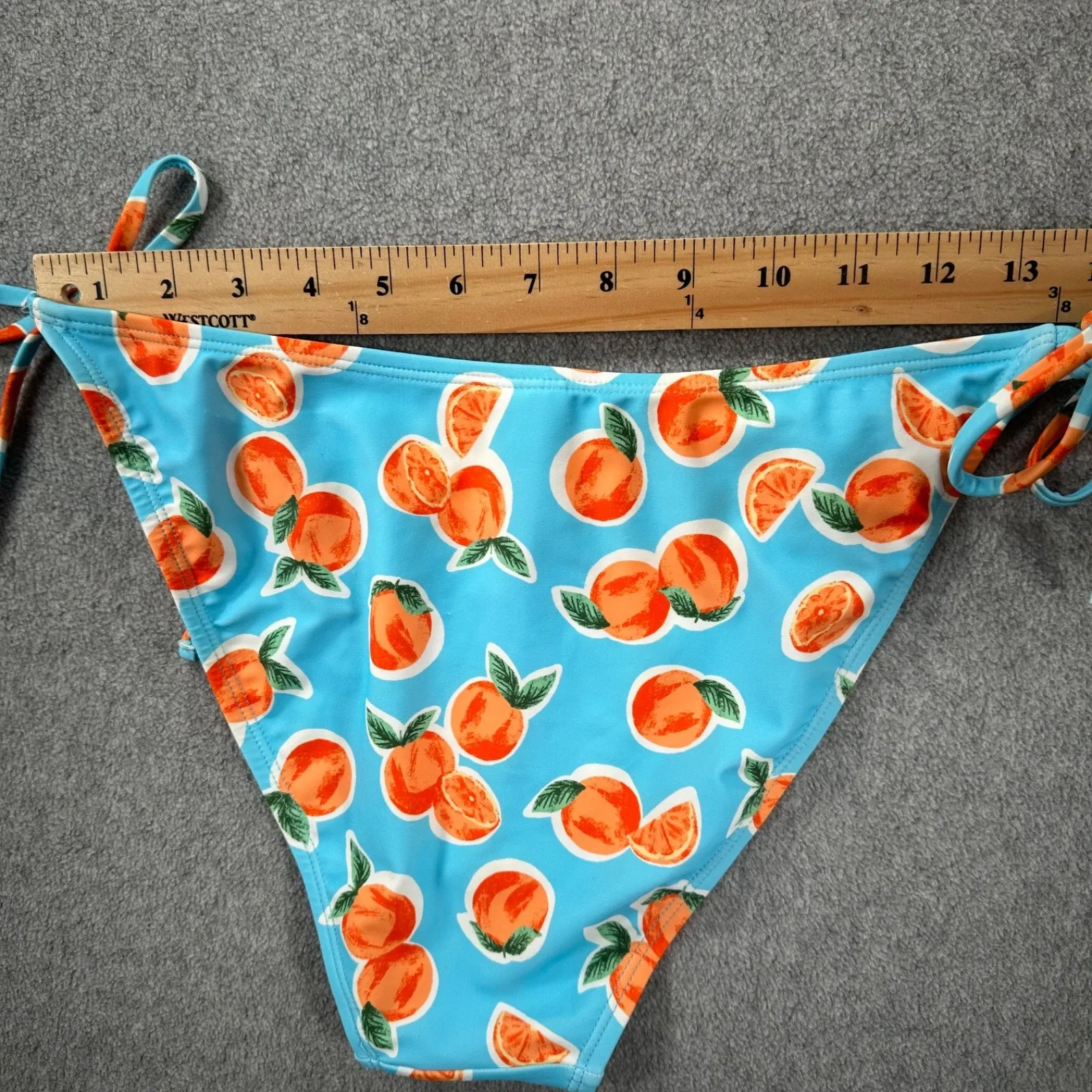 Wild Fable Blue Orange Fruit String Bikini Bottom Swim Suit Size Medium Cheeky - Image 7