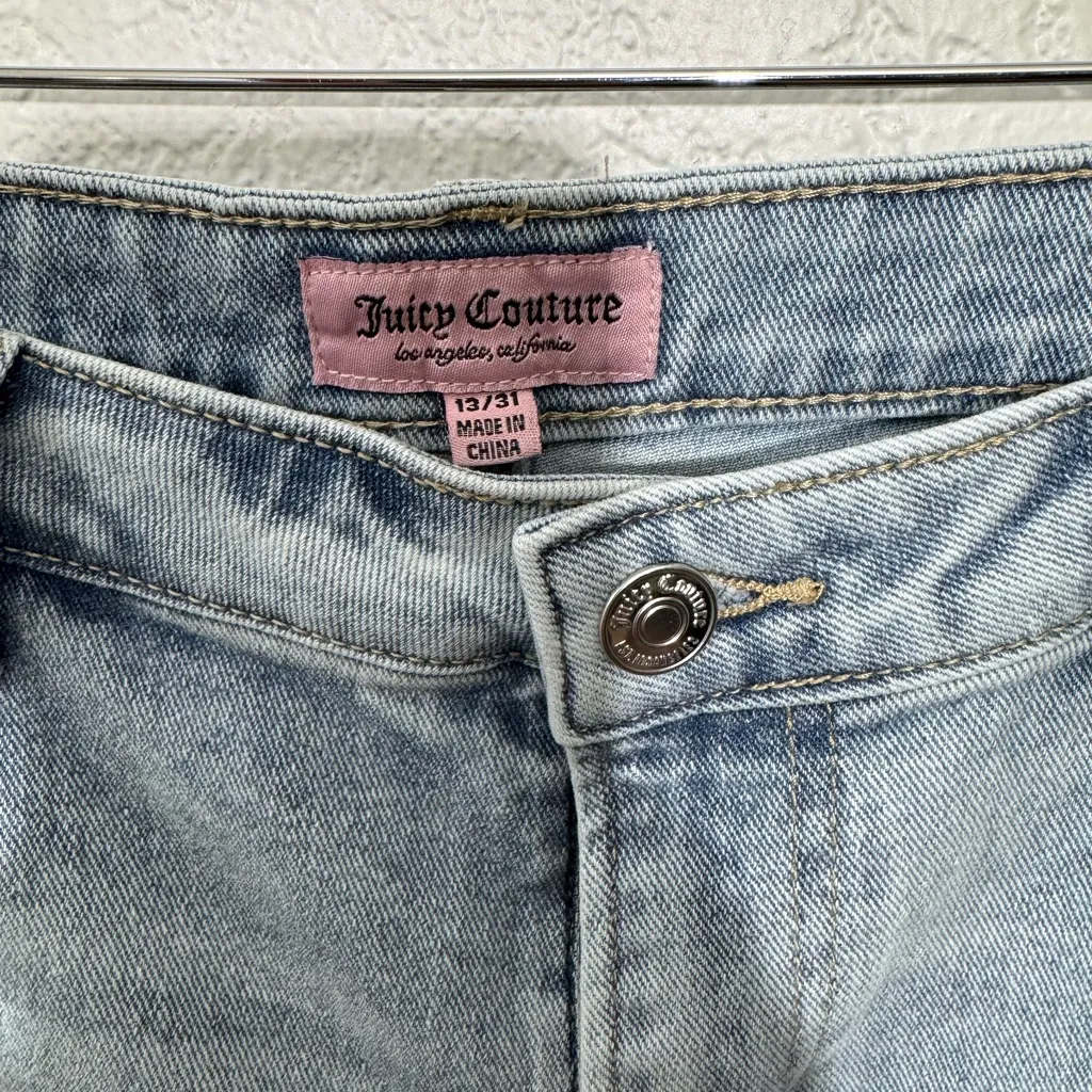 Juicy Couture Cargo Denim Wide Leg Juicy Embroidered Jeans Size 13/31 NWT - Image 5