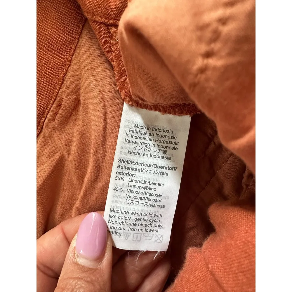 Madewell Size 6‎ Petite Linen-Blend Paperbag Pants burnt orange - Image 4