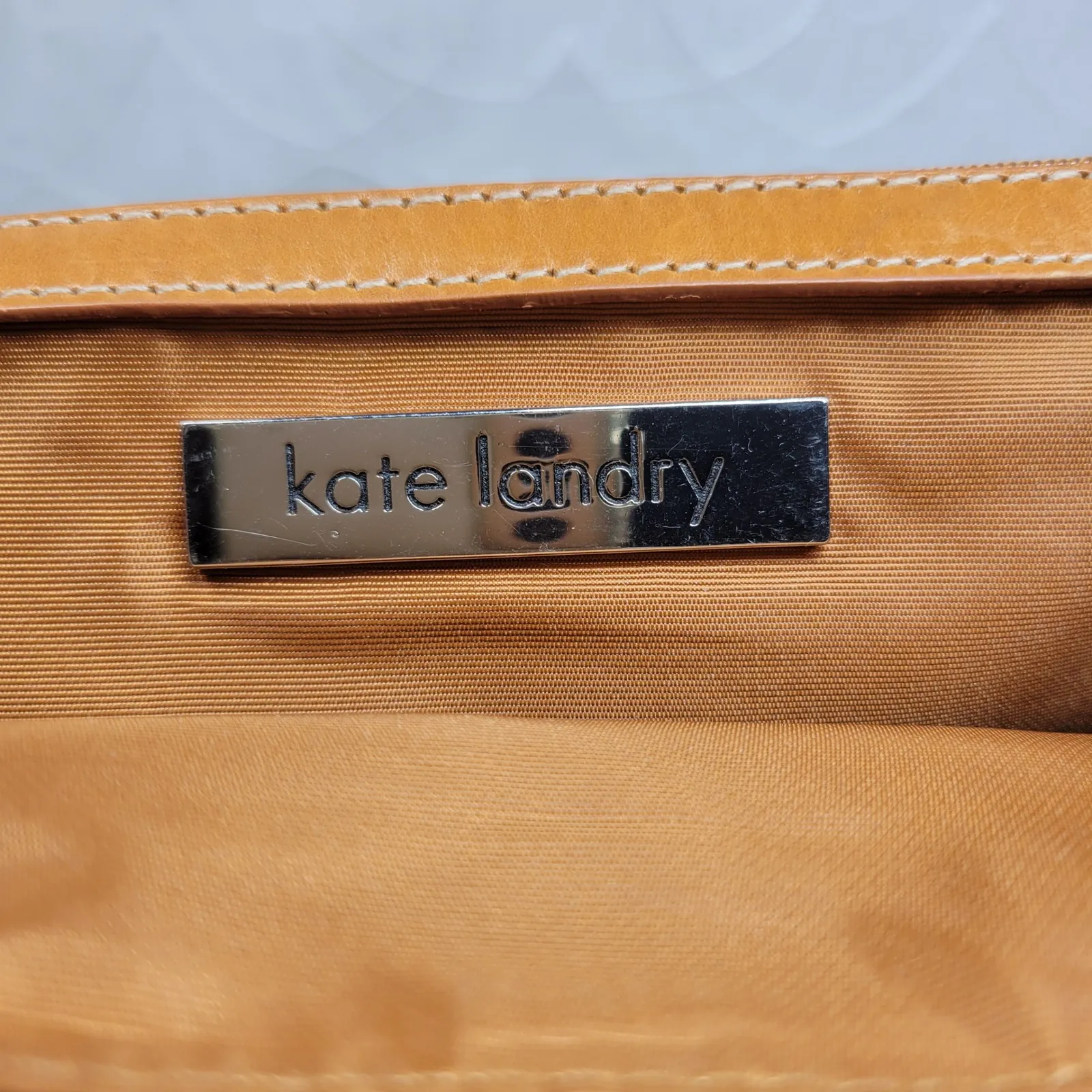 Kate Landry Shoulder Bag Womens Medium Genuine Leather Tan Buckle Flap - Image 2
