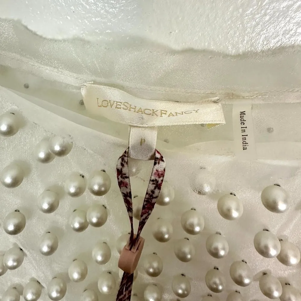 LOVESHACKFANCY Kayana Pearl Mini Dress in Ivory Size P (US 00) NWT - Image 9
