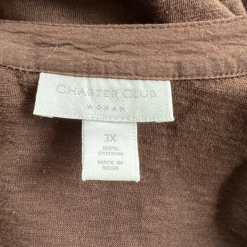 Charter Club Top Tunic Beaded Brown Knit 3X Boho Peasant V-Neck Everyday Chic - Image 15