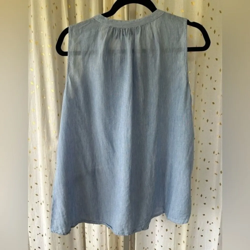 DKNY Jeans Women's Sleeveless BOHO Crochet Peasant Button Down Blouse Top S - Image 3