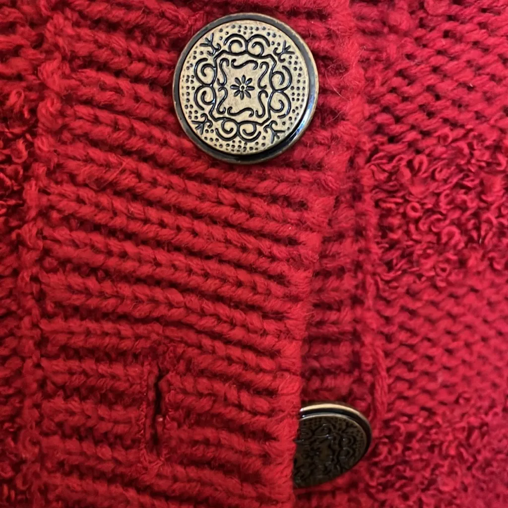 FINAL MARKDOWN Evian Red Sweater with Rich Knit Texture small - Image 5