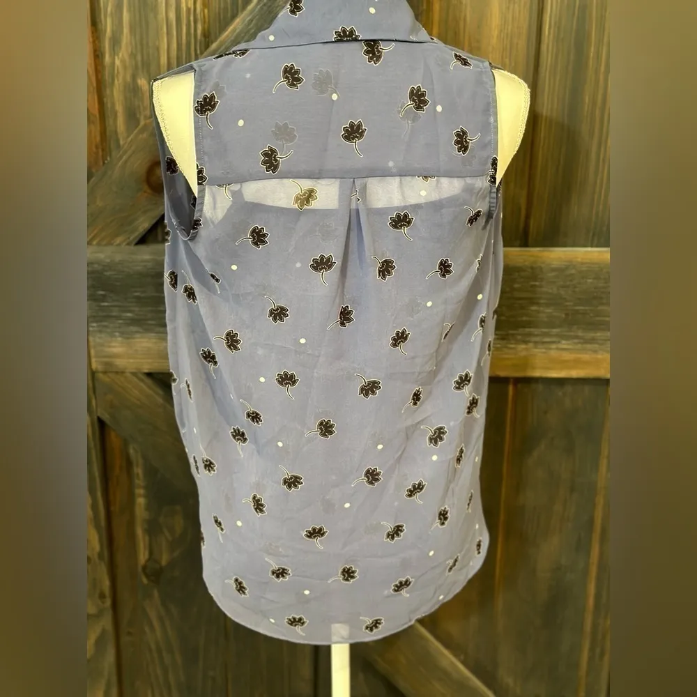 Cabi Layered‎ Blouse Plunge Cowl Neckline Sleeveless Purple Black Polka Dot XS - Image 2