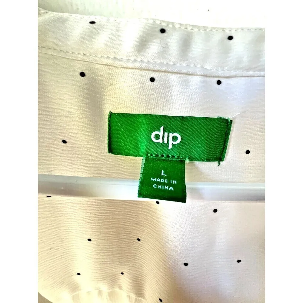 DIP Womens long sleeves blouses V neck pointed elegant casual white size L. Size L - Image 8