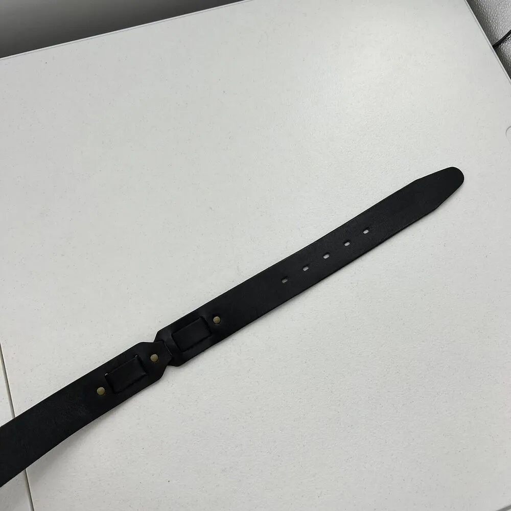 TALBOTS Size M Belt Leather Black Brass Buckle Timeless Adjustable Versatile - Image 4