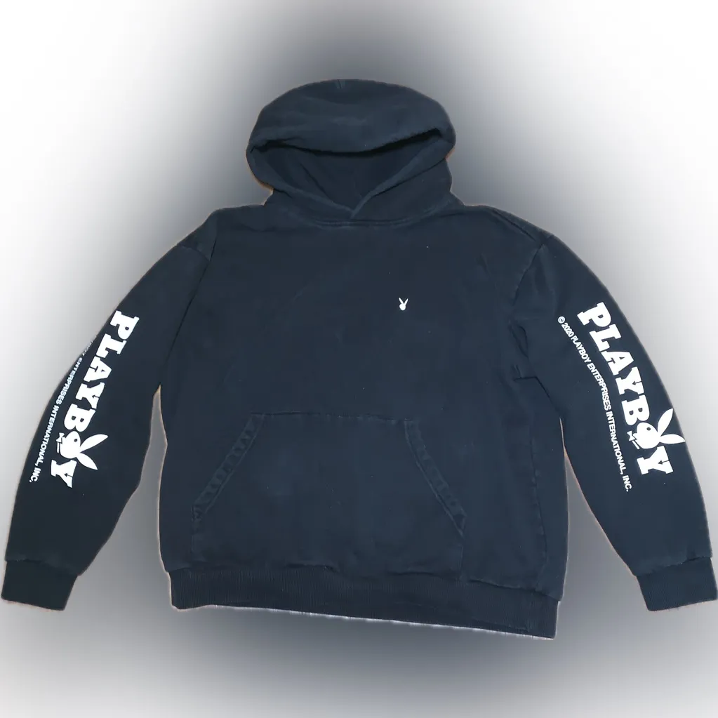 PLAYBOY Bunny Black Oversized Baggy Cozy Comfy Hoodie Logo Sleeves L - Image 6
