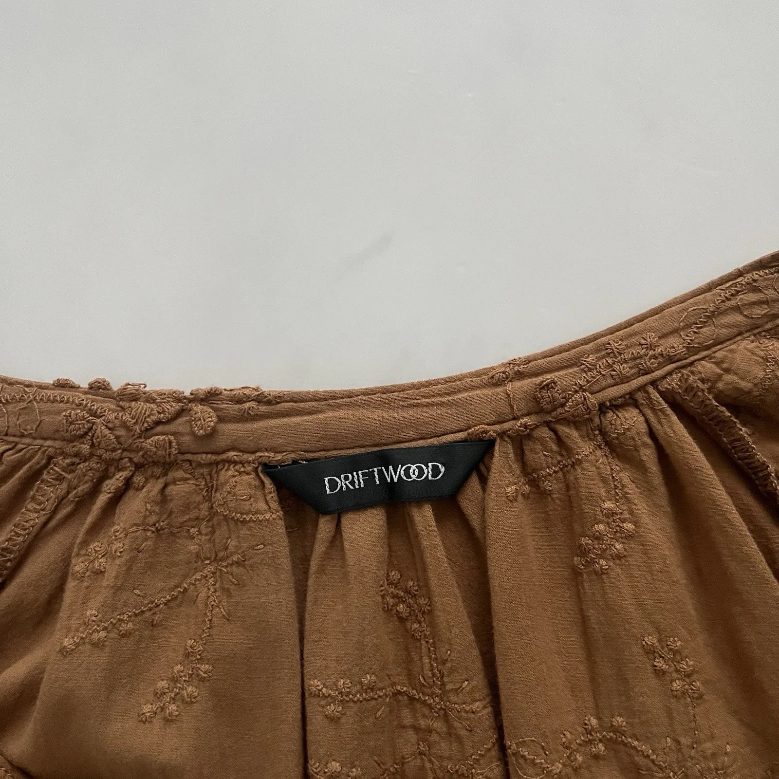 Driftwood Peasant blouse with tassel brown size Small boho chic festival Western - Image 5