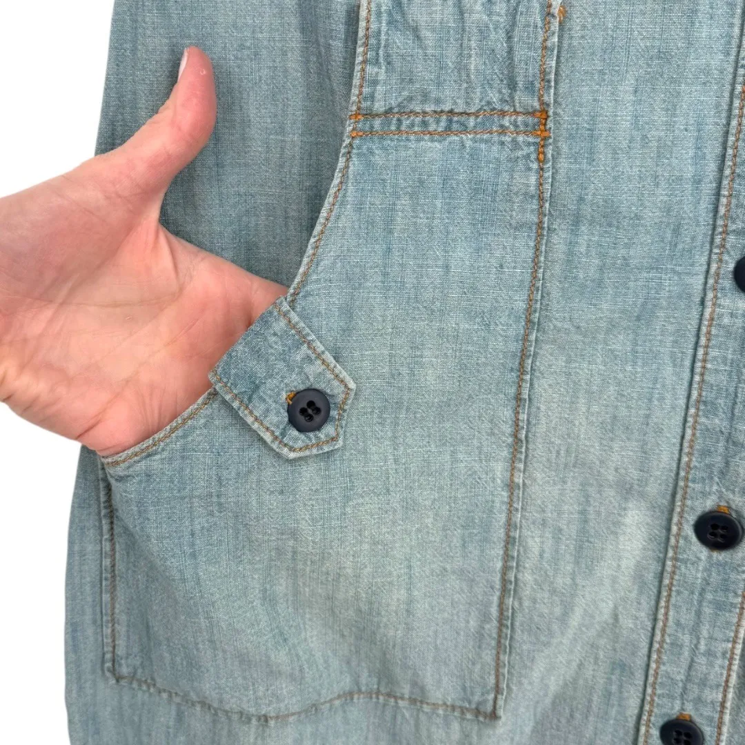 Lucky Brand Dungarees Denim Romper Shirt Dress Size Small Y2K Western Festival - Image 10