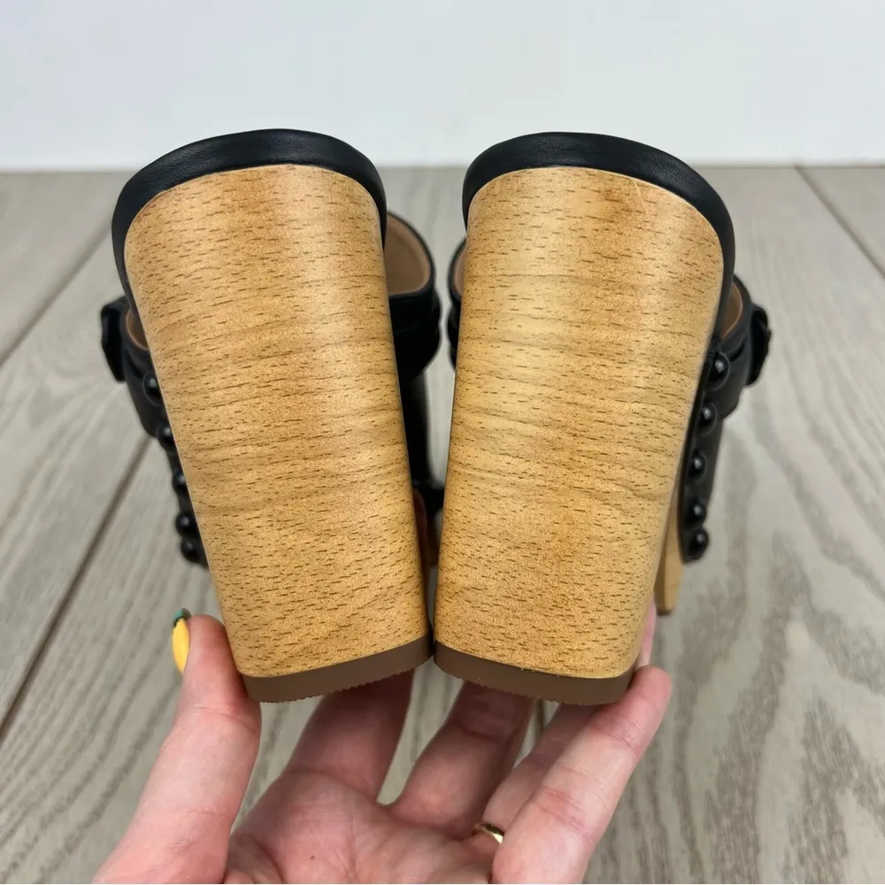 Sam Edelman Women's Nyla Studded Embellished Buckled Clogs 6.5 Black Waxy $140 - Image 6