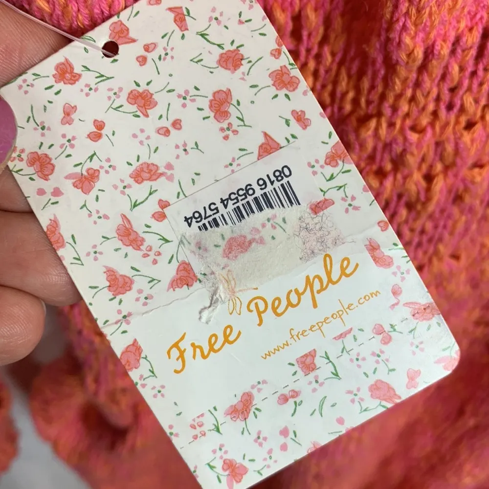 Free People Hot Tropics Crochet V Neck BOHO Sweater Paloma Combo New W-343 Sz S - Image 11