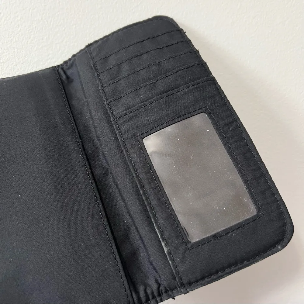 Aeropostale  Black Trifold Fabric Wallet with White Accents Snap Closure - Image 7