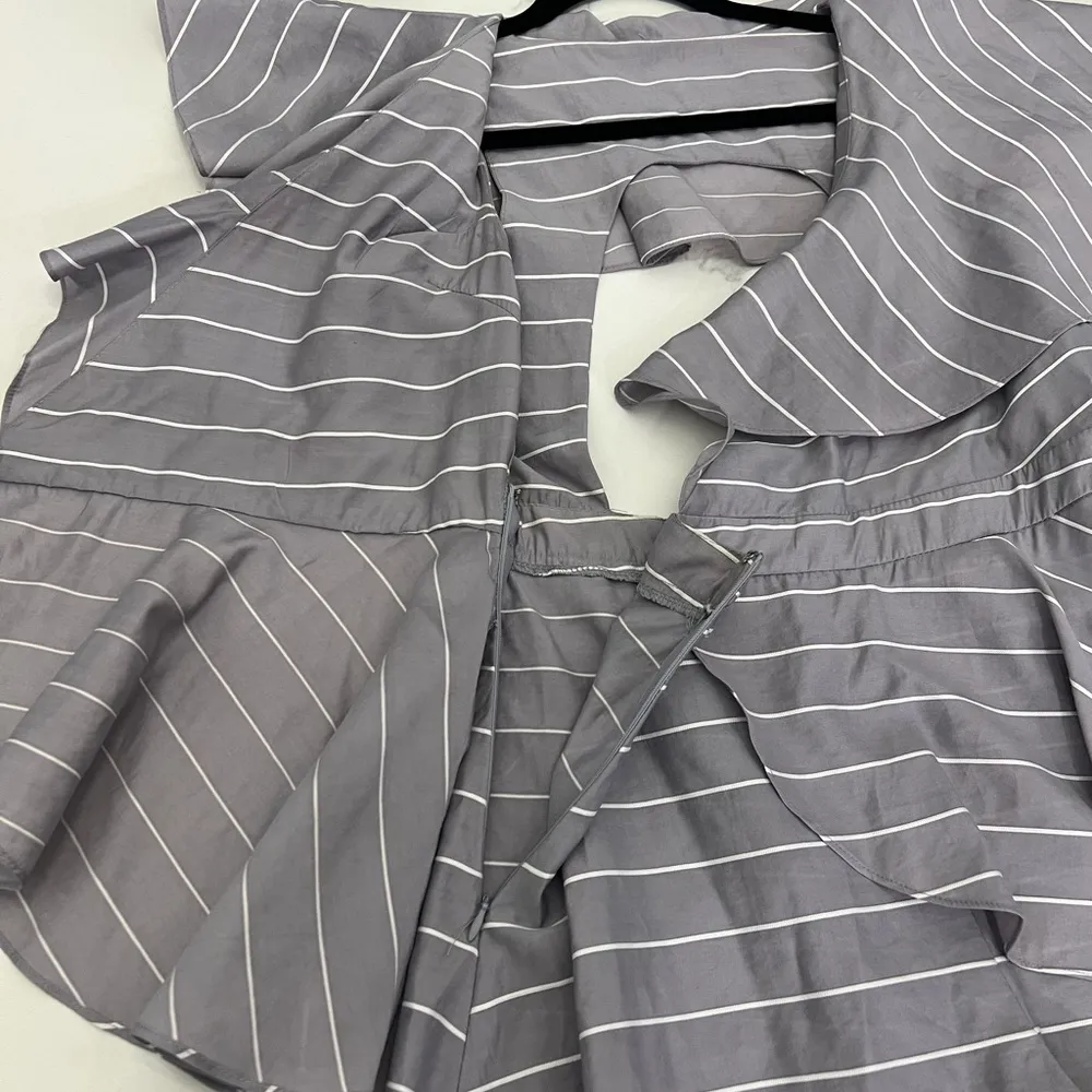 Balance Collection Gray Striped Romper wrap front V neck. - Image 5
