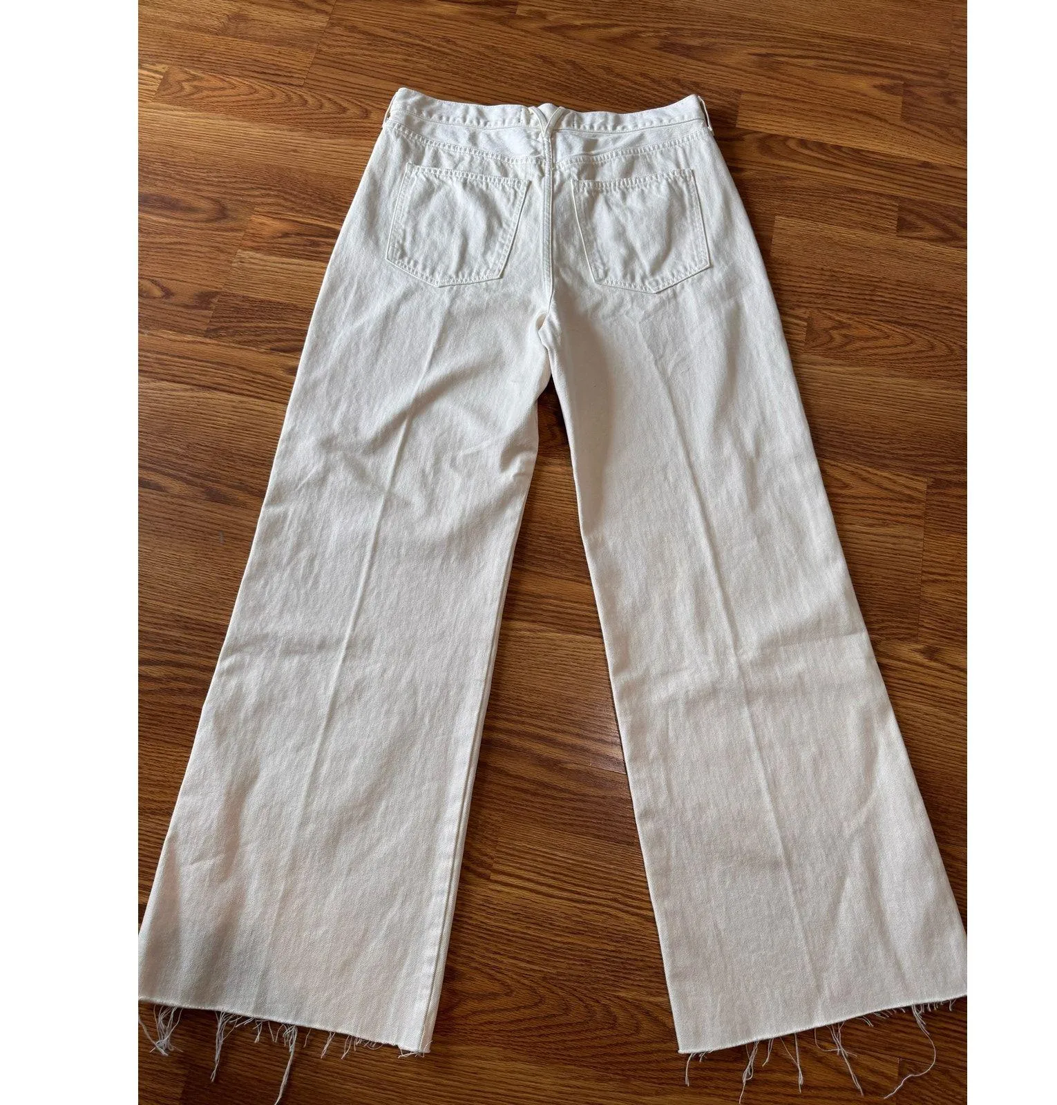 Veronica beard Ecru TAYLOR CROPPED WIDE-LEG high rise JEAN size 32/ US 14 - Image 13