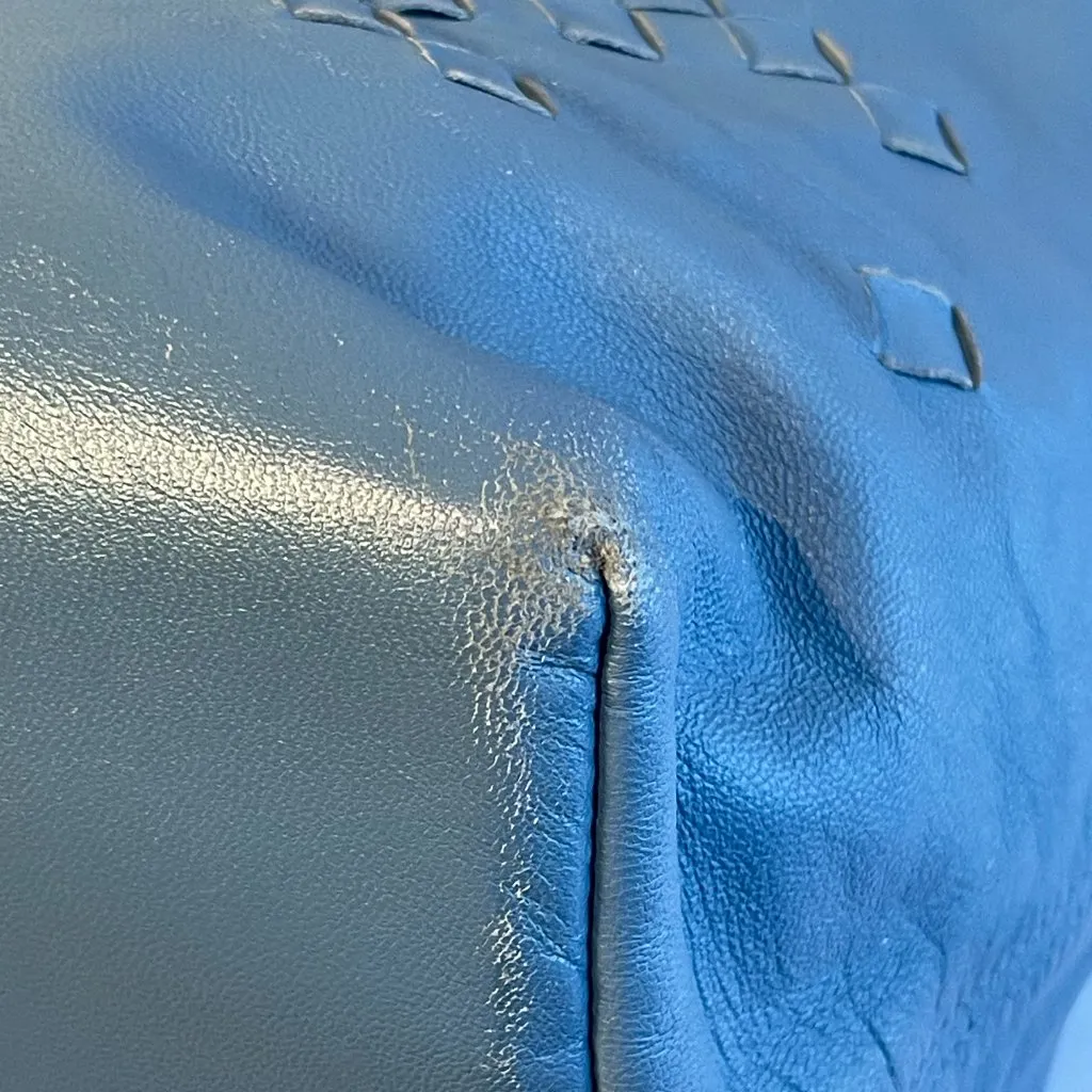 BOTTEGA VENETA Regent Intrecciato Nappa Leather Tote Bag, Blue - Preowned - Image 6