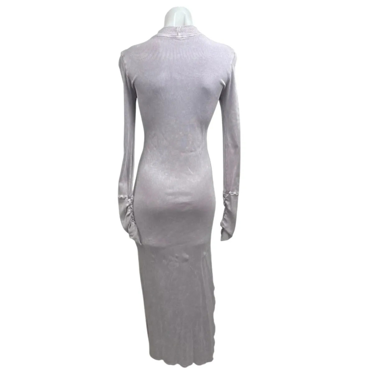 YFB Women's Gray Tan Ribbed Mock Neck Long Sleeve Maxi Bodycon Sweater Dress S - Image 2