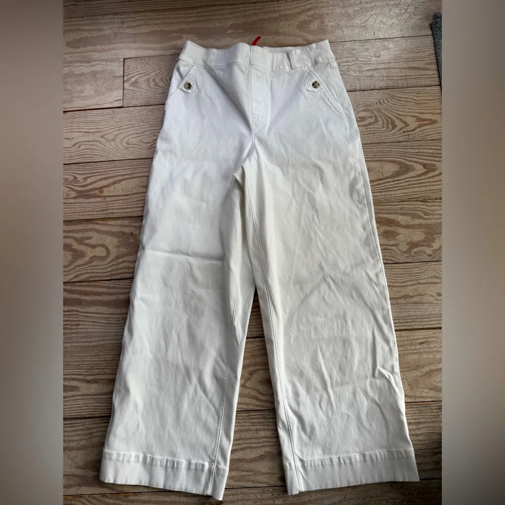 Spanx stretch twill cropped wide leg pants size large - Image 2